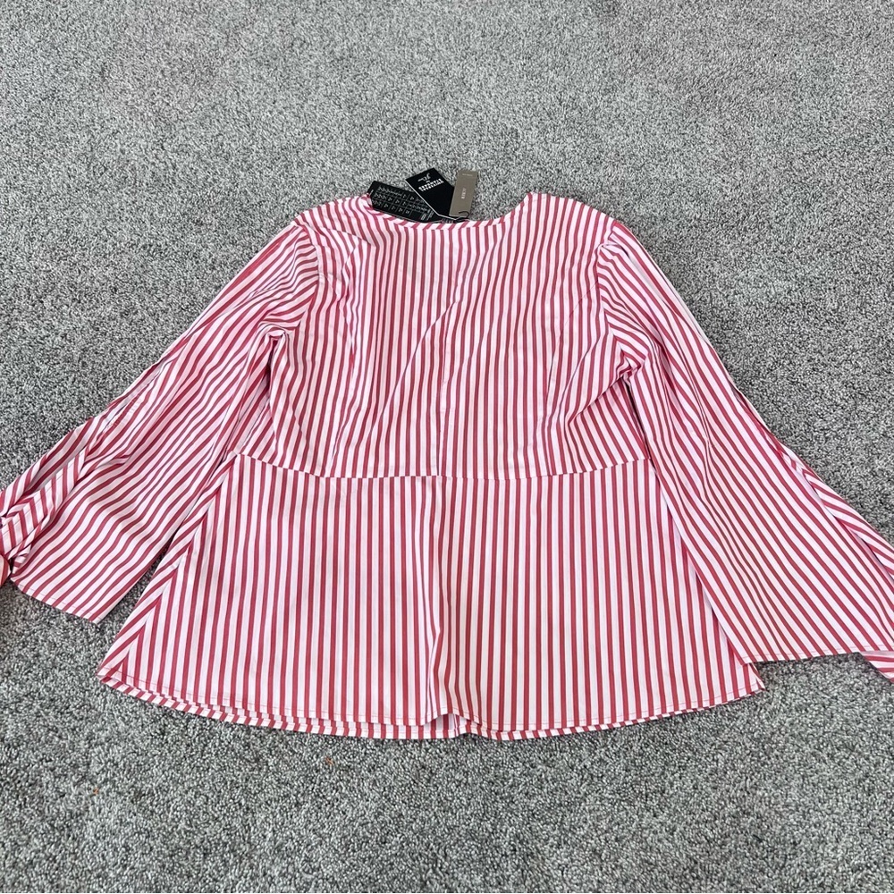 NWT J Crew Universal Standard Peplum Top Slit Sleeve Poplin Side Zip Women’s M - Picture 12 of 14